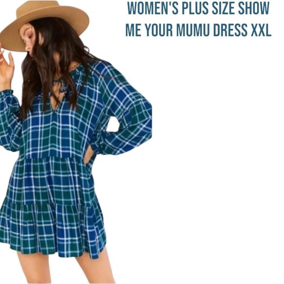 Show Me Your MuMu Dresses & Skirts - SHOW ME YOUR MUMU Women's Ainsley Long Sleeve Plus Size Flannel Plaid Mini Dress